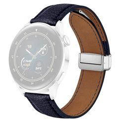 Samsung Galaxy Watch6 Classic 43mm / Watch6 40mm Håndledsrem 20mm Litchi Texture Band med magnetisk spænde - Mørkeblå
