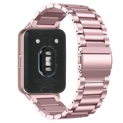 Samsung Galaxy Fit3 SM-R390 ruostumattomasta teräksestä 3 helmiä rannekorun korvike Smartwatch hihna - Ruusu Vaaleanpunainen