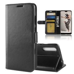 For Huawei P20 Pro Crazy Horse PU lær lommebokstativ mobiltelefonveske mobiltelefontilbehør - Svart
