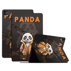 For iPad Pro 11 (2024) Etui Panda-mønster PU lærdeksel til nettbrett med sammenleggbart stativ - Mote Panda / Gul Frakk