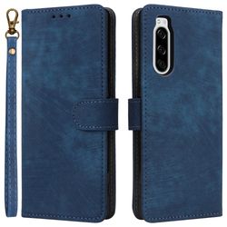 Til Sony Xperia 5 Wallet-mobiltaske RFID-blokerende PU-læder-telefonstativcover - Blå