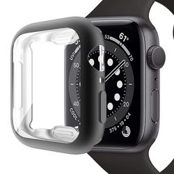 Apple Watch SE (2022) / SE / 6 / 5 / 4 44mm Soft flexible Case Electroplating Watch Case Cover with Screen Protector - Black