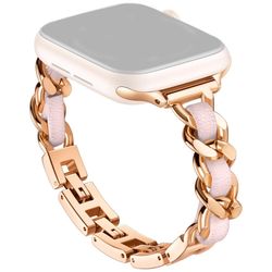 Apple Watch Series 49mm - 45mm - 44mm - 42mm Zinc Alloy+Leather Watch Strap - Rose Gold+Pink