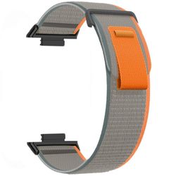 Huawei Watch Fit 3 Nylon Watch Band Adjustable Loop Fastener Strap - Orange+Grey