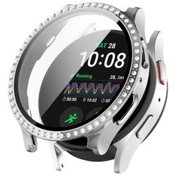 Samsung Galaxy Watch7 44mm Bling Case Electroplating Bump Resistant Watch Cover with Built-In Screen Protector - Silver