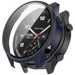 OnePlus Watch 2R / Watch 2 Etui Hardt støtbestandig fullt beskyttende urdeksel med herdet glassfilm - Mørkeblå