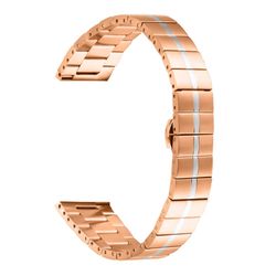 Garmin Vivoactive 5 Stainless Steel Watch Strap Replacement Wrist Band - Rose Gold+Silver