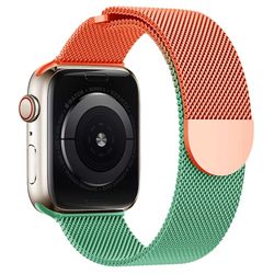 Apple Watch Series 49mm - 45mm - 44mm - 42mm Gradient Milanese Strap - Oransje + Grønn