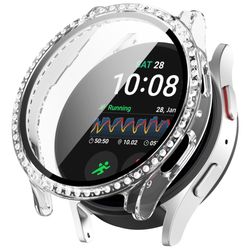 Samsung Galaxy Watch7 40 mm Rhinestone Decor Bump Resistant Watch Case integrert med herdet glassfilm - Gjennomsiktig