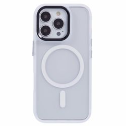 iPhone 16 Pro Max-teletui med klar bakside, støtsikkert og fleksibelt deksel som er kompatibelt med MagSafe - Hvit