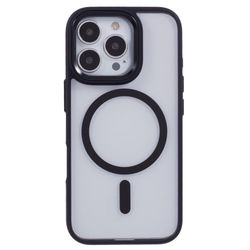 iPhone 16 Pro Max-teletui med klar bakside, støtsikkert og fleksibelt deksel som er kompatibelt med MagSafe - Svart