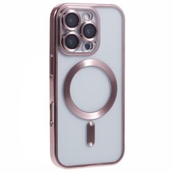 iPhone 16 Pro Max-etui kompatibelt med MagSafe galvanisering Fleksibelt telefondeksel med objektivfilm - Rose Gull