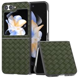 Samsung Galaxy Z Flip6 5G Etui Vævet tekstur læder og stødsikkert beskyttende telefon cover - Grøn