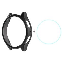 ENKAY HAT PRINCE Samsung Galaxy Watch7 44mm Case Bumpresistent Smartwatch Cover med 0,2 mm 9H skærmfilm - Sort