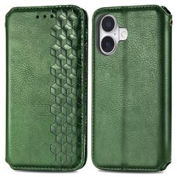Skinn-etui med stilfult rombeavtrykk for iPhone 16 - Grønn