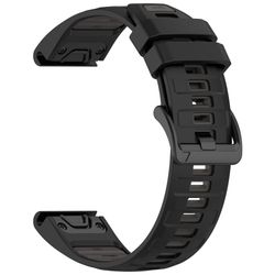 22 mm reim Garmin Fenix 8 47 mm / Fenix E 47 mm / Quatix 7 Pro Universal Silikonklokkebånd - Svart + Grå