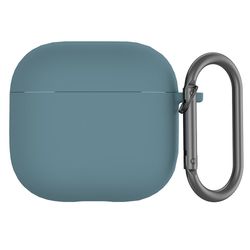 AirPods 4-etui i silikone til trådløse øretelefoner med karabinhage - Midnatsgrøn