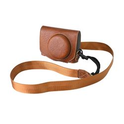 Canon G7 X Mark II / G7 X Mark III Litchi Textured Vegansk Læder Camera Case med skulderrem - Brun