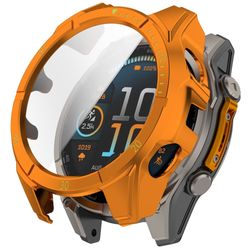 Garmin Fenix 8 43 mm klokkeveske med PC-ramme og skjermfilm i herdet glass - Oransje + Grønn