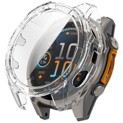 Garmin Fenix 8 47 mm klokkeveske med PC-ramme og skjermfilm i herdet glass - Gjennomsiktig
