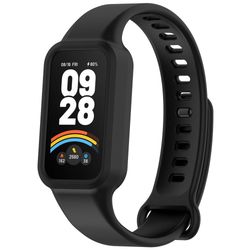 Xiaomi Smart Band 9 Active / Redmi Band 3 Watch Band Blød silikone rem med urkasse - Sort