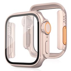 Bumpresistent Watch Case Apple Watch Series 6 5 4 SE (2022) SE (2023) SE 40mm Smartwatch Cover med hærdet glasfilm - Rødguld