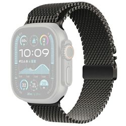 KALEBOL Watch Strap Apple Watch Series 10 Ultra 9 8 7 SE 6 5 4 3 2 1 46mm 49mm 45 Parachute Buckle Milanese Stainless Steel Band - Sort