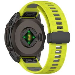 22 mm klokkerem Garmin Fenix 8 47 mm / Fenix E 47 mm / Quatix 7 Pro pustende silikonrem med magnetisk sammenleggbar lås - Lime + Grå