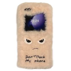 KJS-020 Samsung Galaxy Z Flip6 5G Case Humorous Face Soft Plush Hard Bump Resistant Phone Cover - Pink