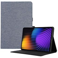 Xiaomi Pad 7 / Pad 7 Pro Leather Case Card Holder Cloth Texture Tablet Stand Cover - Blue