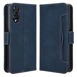 TCL 50 SE Case Vegan Leather Multiple Card Slots Shockproof Flip Phone Cover - Blue