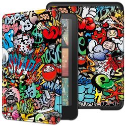 Amazon Kindle Paperwhite (2024) Case Pattern Print Vegan Leather E-Reader Cover - Graffiti