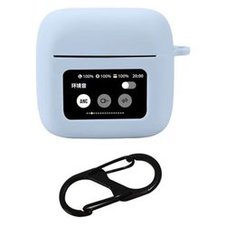 JBL Tour Pro 3 Bluetooth Earphones Case Soft Silicone Cover with Anti-Lost Buckle - Sky Blue
