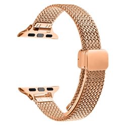 Milanese Watch Band Apple Watch Series 10 46mm Herringbone Stainless Steel Strap - Rose Gold