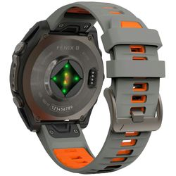 KALEBOL 26mm Dual Color Watch Strap Garmin Fenix 7X Pro / 7X / 6X Pro / 6X Silicone Wrist Band - Grey+Orange