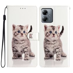 Motorola Moto G54 5G Case Vegan Leather Pattern Printing Stand Protective Phone Cover - Kitten