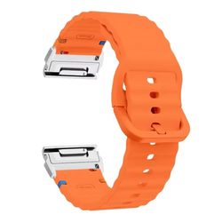 Garmin Fenix 8 47mm 22mm Quick Release Wavy Texture silikoneurrem med sølvstik - Orange