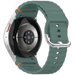 Silicone Strap Samsung Galaxy Watch7 / 6 / 5 Pro / 5 Watch Band Wave Design with Silver Metal Buckle - Starlight