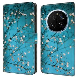 Honor Magic7 Pro 5G-etui med kortspormønster trykt fleksibelt + vegansk flip-telefondeksel i lær - Blomstergren