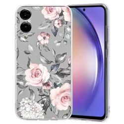 Samsung Galaxy S25 Edge-etui Mykt, fleksibelt bakdeksel med mønsterutskrift - Grå Bunnen Blomster