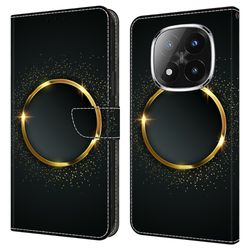 Xiaomi Redmi Note 14 Pro+ 5G Etui Vegansk lær lommebok telefondeksel med stativ - Gull Ring