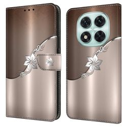 Xiaomi Redmi Note 14 Pro 5G Etui med magnetisk lås 3D-mønster Lær lommebok telefondeksel - Sølvblomst