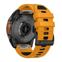 22mm urrem Garmin Fenix 8 47mm / Tactix 8 47mm / Quatix 7 Pro / Descent G2 , Quick Release Dual Color Silicone Strap - Orange + Sort