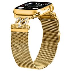 M-Type Milanese Bands Apple Watch Series 10 9 8 7 SE 6 5 4 3 2 1 41mm 40mm 38mm rustfrit stål metalrem - Guld