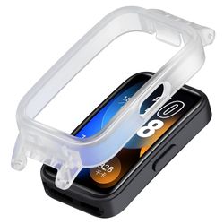 12MM Smartwatch Case Huawei Band 10 NFC / 10 / 9 NFC / 9 / 8 NFC / 8 Letvægts stødsikker beskyttelsesramme - Gennemsigtig Hvid