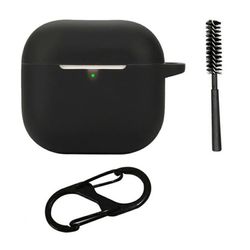 AirPods 4 silikonikotelo Bluetooth-yhteensopivat kuulokkeet Suojakotelo kadonneen kiinnikkeen ja puhdistusharjan kanssa - Musta