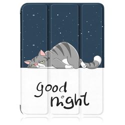 Mønstertryk Indbygget penneholder Premium Tri-Fold Stand Slim Auto Wake / Sleep Vegansk Læder Smart Case Cover med Apple iPad mini 6 (2021) - Kat