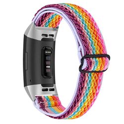 Fitbit Charge 4 / Charge 3 elastisk urrem i nylon - Regnbue