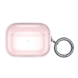 AirPods Pro 2 etui i ren farve med spænde - Gennemsigtig Pink