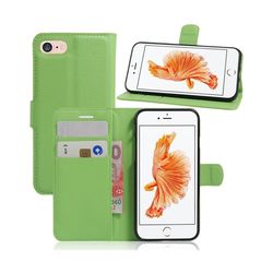 Laudrup iPhone 7 / 8 Lommeboketui med litchi tekstur - Grønn